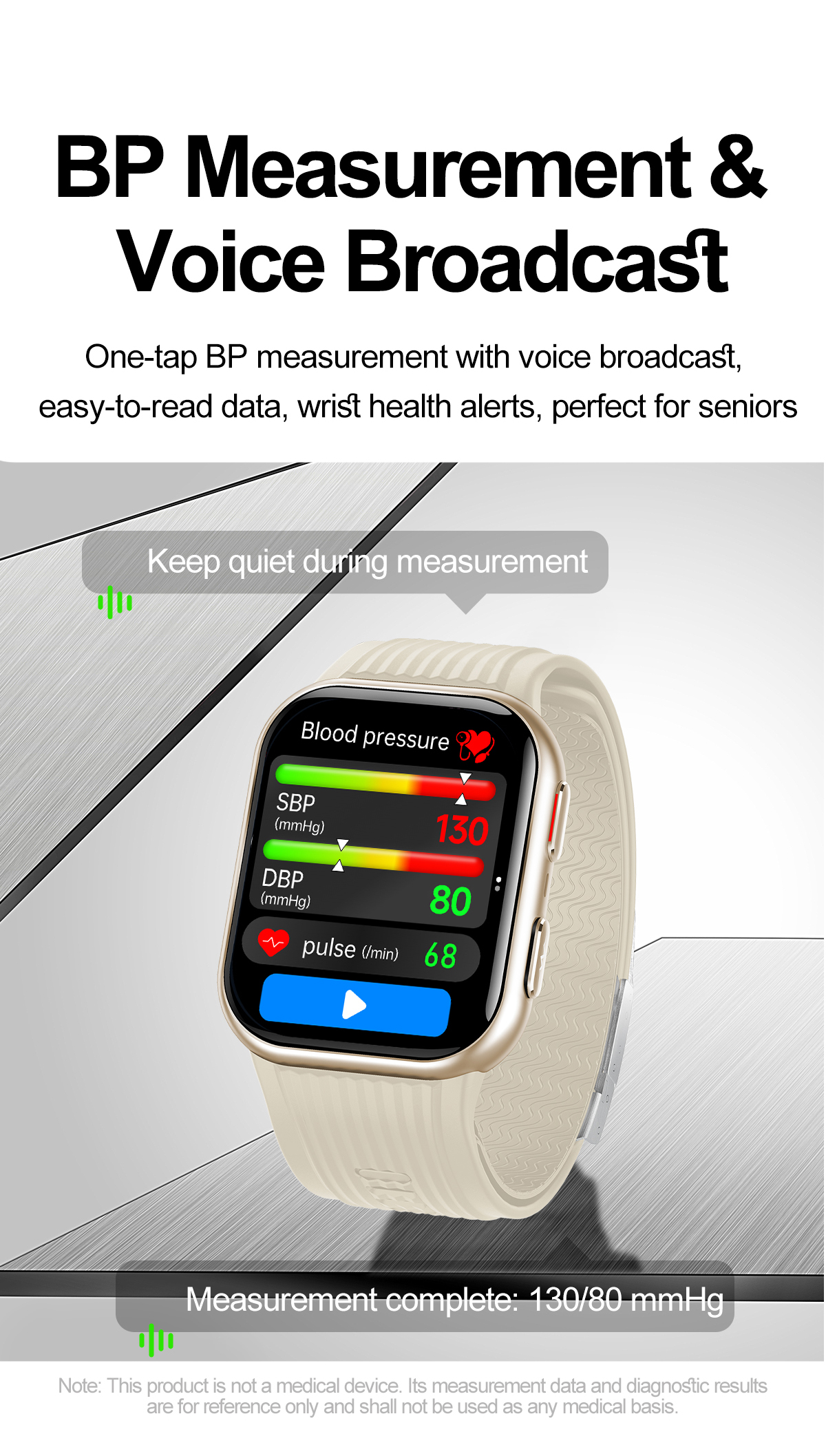 TK67 Air Pump Blood Pressure Smart Watch - detail view