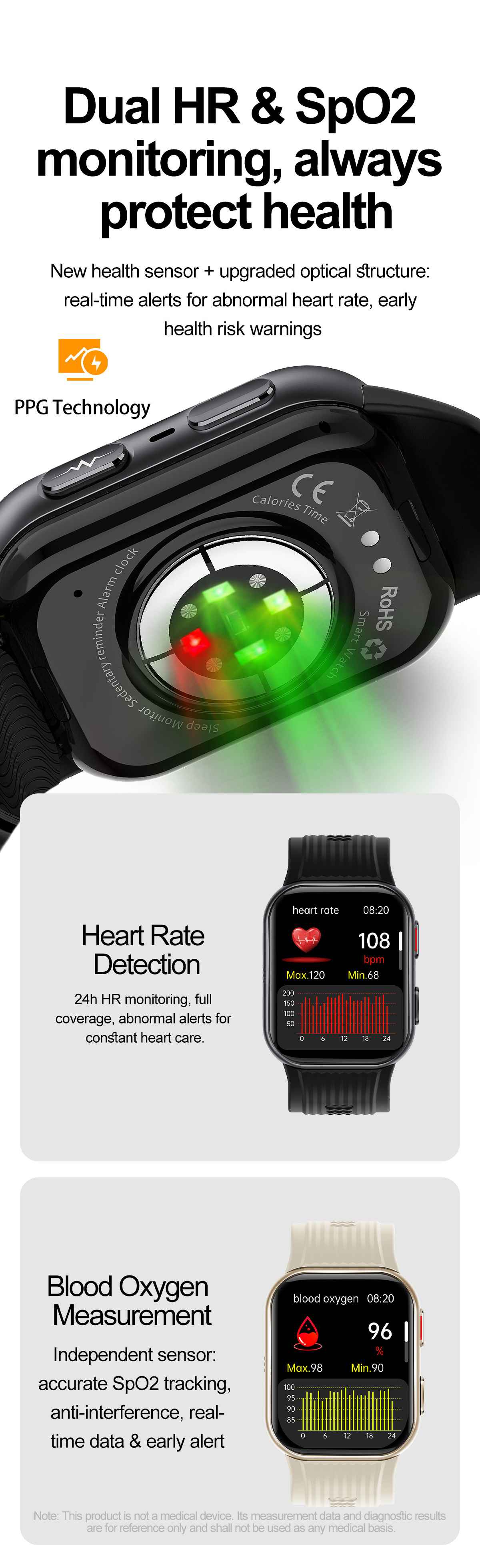 TK67 Air Pump Blood Pressure Smart Watch - detail view