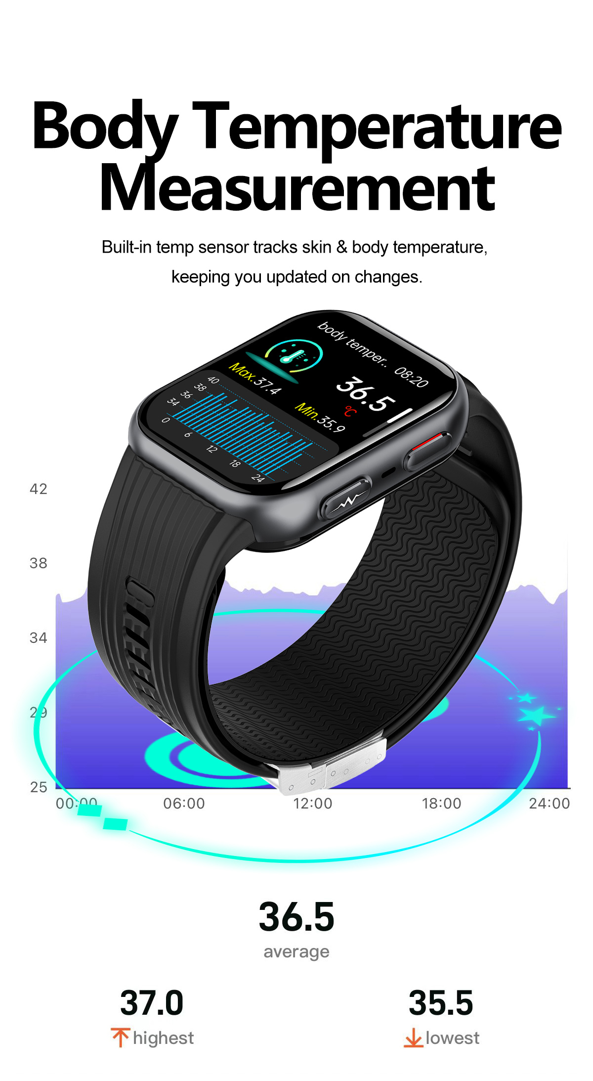 TK67 Air Pump Blood Pressure Smart Watch - detail view