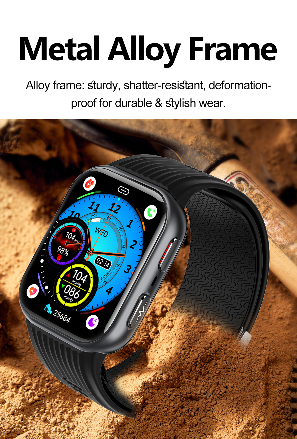 TK67 Air Pump Blood Pressure Smart Watch - detail view