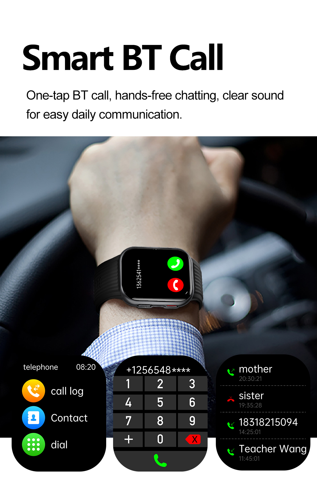 TK67 Air Pump Blood Pressure Smart Watch - detail view