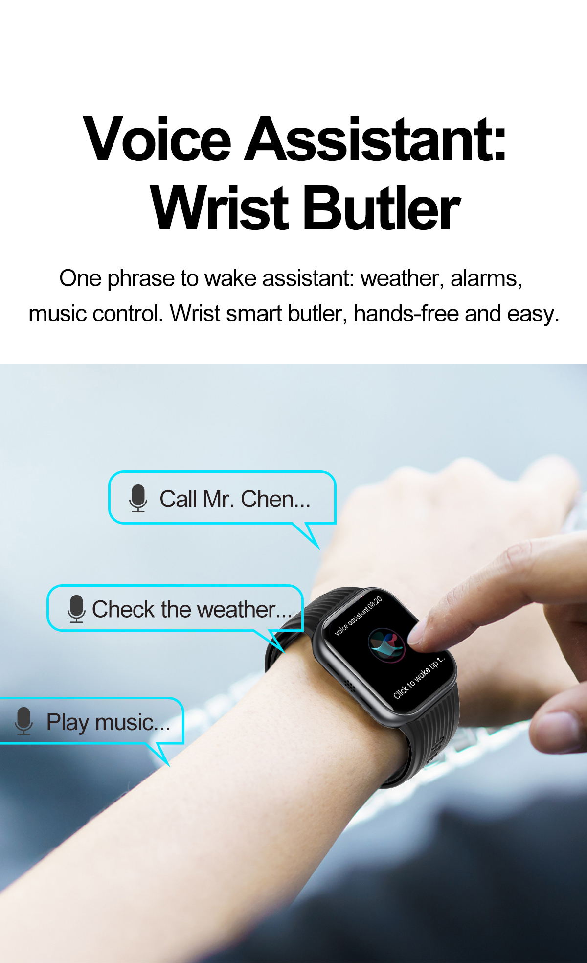 TK67 Air Pump Blood Pressure Smart Watch - detail view