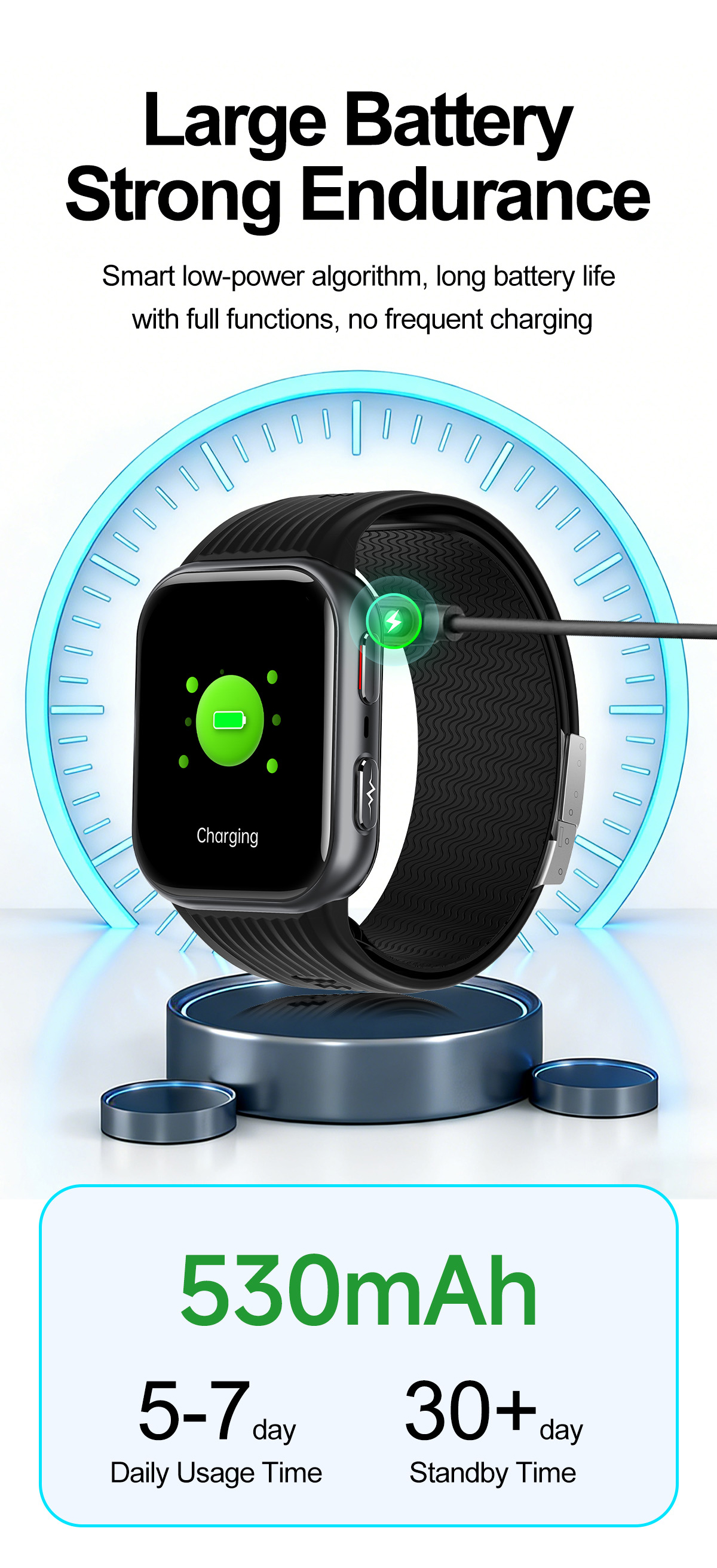TK67 Air Pump Blood Pressure Smart Watch - detail view