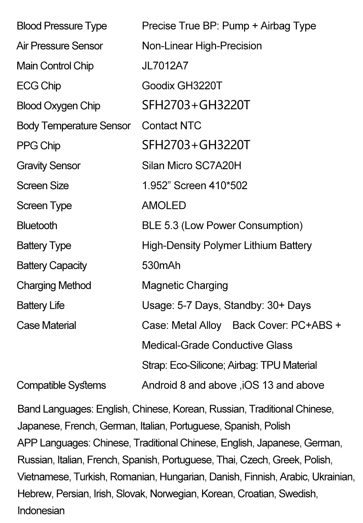 TK67 Air Pump Blood Pressure Smart Watch - detail view